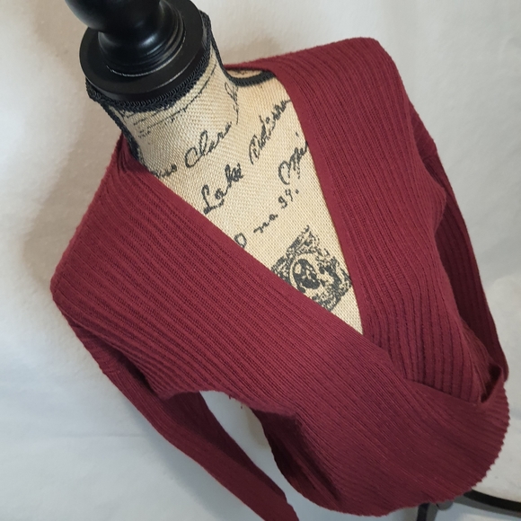 Hollister Womens Large Maroon Red Knit Wrap Sweater - Picture 5 of 11